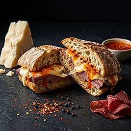 DANA JAMBON & MOZARELLA & PİRİ PİRİ SOSLU CİABATA SANDVİÇ