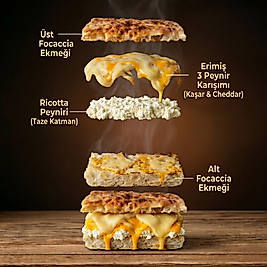 3 PEYNİRLİ (RİCOTTA, CHEDDAR, MOZARELLA) FOCACCIA SANDVİÇ