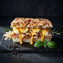 HİNDİ FÜME & MOZARELLA & CHEESE SOSLU CİABATA SANDVİÇ