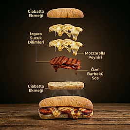 SUCUKLU & MOZARELLA & BBQ SOSLU CIABATTA SANDVİÇ