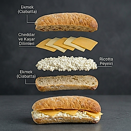 3 PEYNİRLİ (RİCOTTA, CHEDDAR, KAŞAR) CİABATA SANDVİÇ