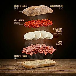 DANA JAMBON & MOZARELLA & PİRİ PİRİ SOSLU CIABATTA SANDVİÇ