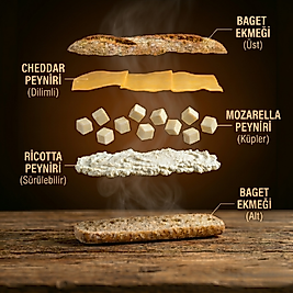 3 PEYNİRLİ (RİCOTTA, CHEDDAR, MOZZARELLA) BAGET SANDVİÇ