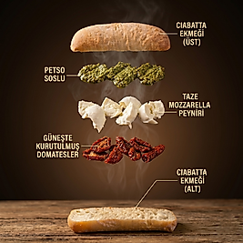 SUDA MOZARELLA & K. DOMATES & PESTO SOSLU CIABATTA SANDVİÇ