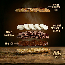 FÜME KABURGALI & MOZARELLA & BBQ SOSLU BAGET SANDVİÇ