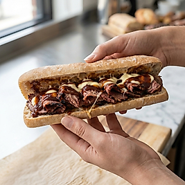 FÜME KABURGALI & MOZARELLA & BBQ SOSLU CİABATA SANDVİÇ