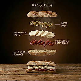 SUDA MOZARELLA & K. DOMATES & PESTO SOSLU BAGET SANDVİÇ